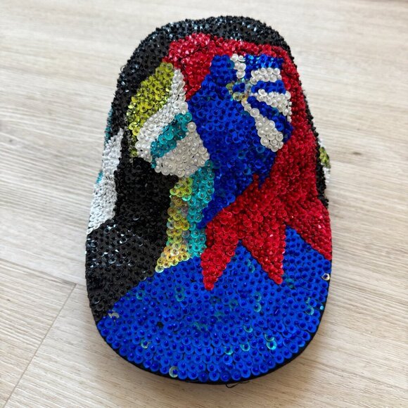 Vintage Sequin Baseball Cap Mosaic Colorful Hat 80s 90s - Picture 10 of 10